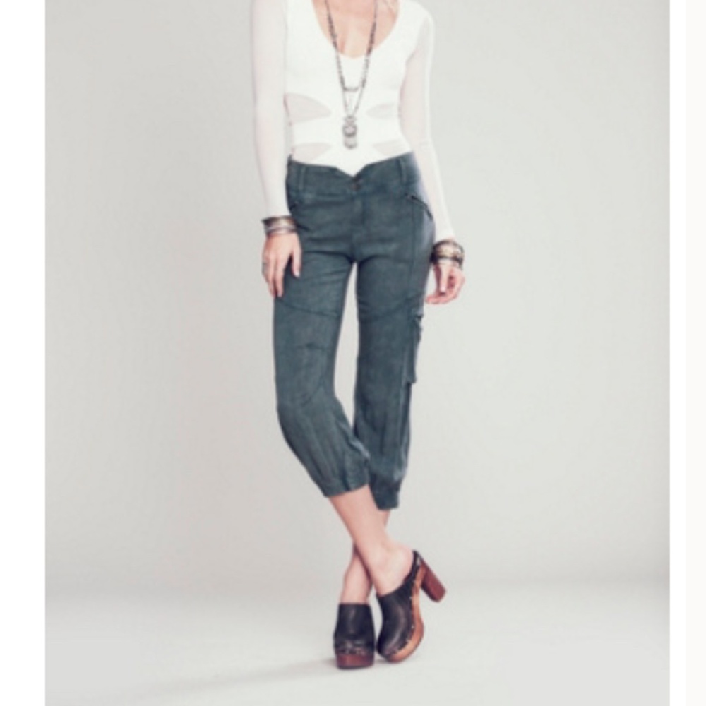 Free People Gauze Utility Trouser Slate - M